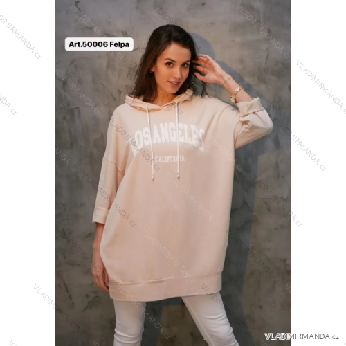 Mikina oversize prodloužená dlouhý rukáv dámská (S/M ONE SIZE) ITALSKÁ MÓDA IMPLI2350006