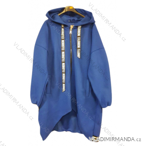 Kabát flaušový se zipem s kapucí dámská nadrozměr (L/XL ONE SIZE) ITALSKÁ MÓDA IM422847/DU