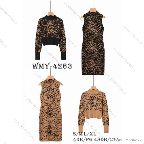 Souprava šaty bez rukávu a svetr dlouhý rukáv dámský (S-XL) GLO-STORY GLO23WMY-4263