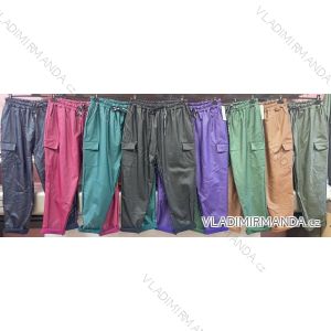 Kalhoty koženkové dlouhé dámské nadrozměr (3XL/4XL ONE SIZE) ITALSKÁ MÓDA IMWQ233867