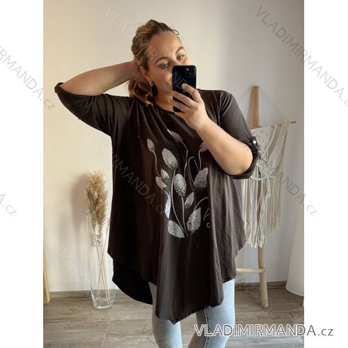 Tunika prodloužená dlouhý rukáv dámská nadrozměr (3XL/4XL ONE SIZE) ITALSKÁ MÓDA IMWQ233256