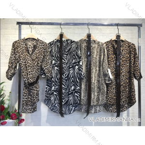 Tunika košilová s páskem dlouhý rukáv dámská (S/M ONE SIZE) ITALSKÁ MÓDA IMPGM2310759