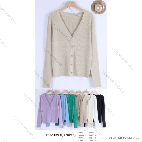 Svetr úpletový na knoflíčky dlouhý rukáv dámský (S/M ONE SIZE) ITALSKÁ MÓDA IMWGR23FS56139