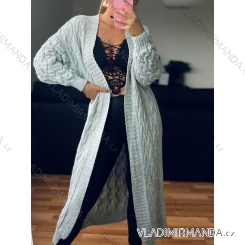 Cardigan pletený dlouhý rukáv dámský nadrozměr (XL/2XL ONE SIZE) ITALSKÁ MÓDA IMD23710
