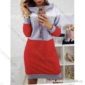 Šaty mikinové dlouhý rukáv dámské (S/M/L ONE SIZE) ITALSKÁ MÓDA IMD23713
