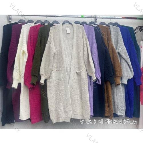 Cardigan pletený dlouhý rukáv dámský (S/M ONE SIZE) ITALSKÁ MÓDA IMWDT23017