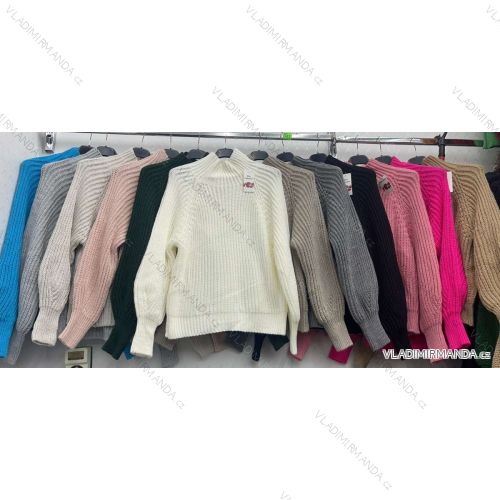 Damen-Strickpullover mit Stehkragen und langen Ärmeln (Einheitsgröße S/M) ITALIAN FASHION IMWDT230020