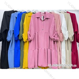 Šaty košilové dlouhý rukáv dámské nadrozměr (2XL/3XL ONE SIZE) ITALSKÁ MÓDA IMC23604