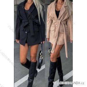 Kabát flaušový s páskem dámský (S/M ONE SIZE) ITALSKÁ MÓDA IMWAA233878