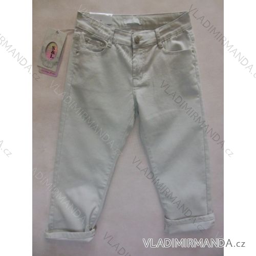 Kalhoty plátěné tenké letní 3/4 krátké dámské (42-52/šedá) SMILING JEANS N346