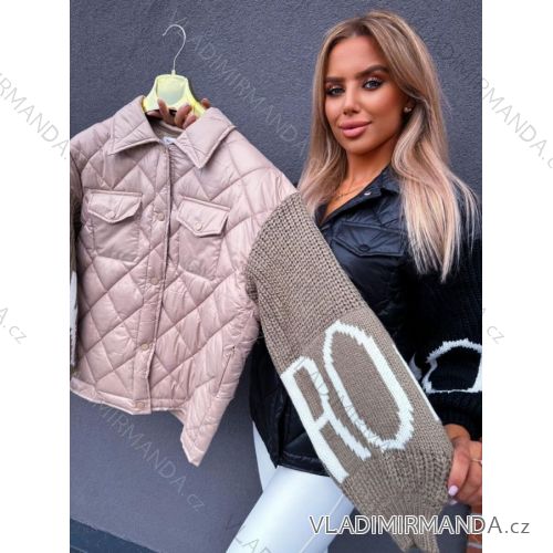 Bunda bomberka s pletenými rukávmi dámska (S/M ONE SIZE) TALIANSKA MÓDA IMWAA233891