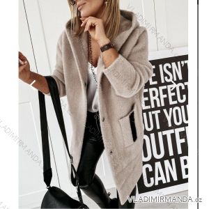 Kabát alpaka s kapucí dlouhý rukáv dámský (S/M ONE SIZE) ITALSKÁ MÓDA IMWAK233903