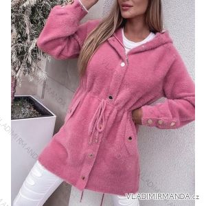 Kabát alpaka s kapucí dlouhý rukáv dámský (S/M ONE SIZE) ITALSKÁ MÓDA IMWAK233904