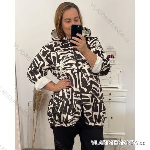 Mikina na zip s kapucí dlouhý rukáv dámská nadrozměr (2XL/3XL/4XL ONE SIZE) ITALSKá MóDA IM423HENNA-2/DR