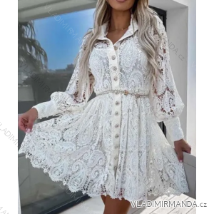 Šaty krajkové košilové boho dlouhý rukáv dámské (S/M ONE SIZE) ITALSKÁ MÓDA IMPBB236443okt