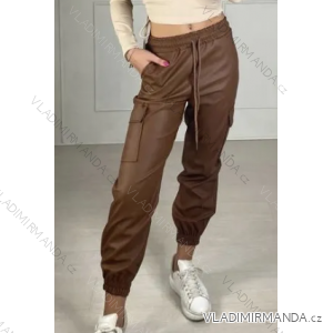 Kalhoty dlouhé koženkové dámské (S/M ONE SIZE) ITALSKÁ MÓDA IMPBB23D236130
