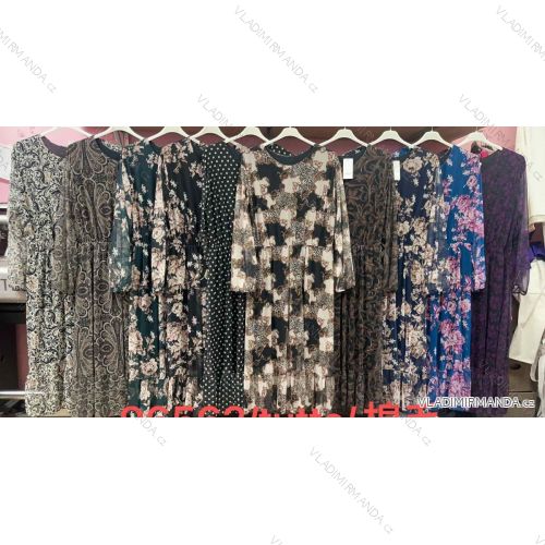 Šaty elegantní dlouhý rukáv dámské nadrozměr (3XL/4XL ONE SIZE) ITALSKÁ MÓDA IMWQ23103