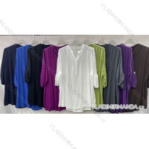 Tunika košilová dlouhý rukáv dámská nadrozměr (3XL/4XL ONE SIZE) ITALSKÁ MÓDA IMWQ23107