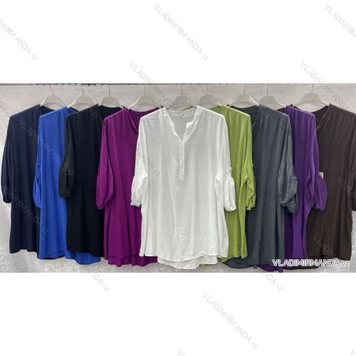 Tunika košilová dlouhý rukáv dámská nadrozměr (3XL/4XL ONE SIZE) ITALSKÁ MÓDA IMWQ23107