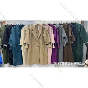 Kabát flaušový dlouhý rukáv dámský nadrozměr (3XL/4XL ONE SIZE) ITALSKÁ MÓDA IMWQ23111