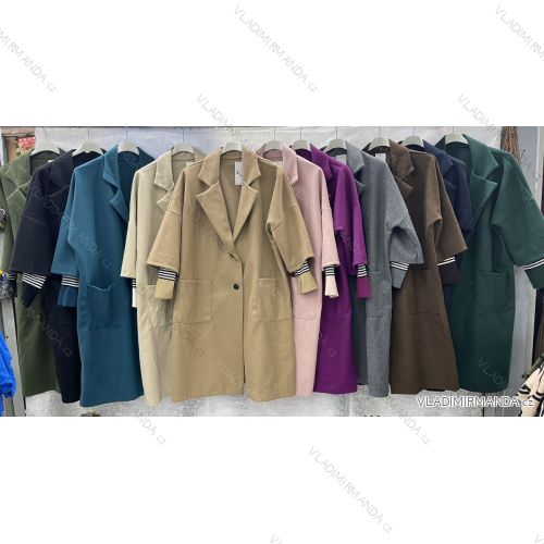Kabát flaušový dlouhý rukáv dámský nadrozměr (3XL/4XL ONE SIZE) ITALSKÁ MÓDA IMWQ23111