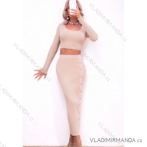 Souprava úpletová sukně dlouhá a top dlouhý rukáv dámská (S/M ONE SIZE) ITALSKÁ MÓDA IMPLP2372670155