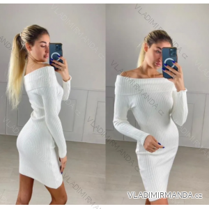 Šaty úpletové s rolákem dlouhý rukáv dámské (S/M ONE SIZE) ITALSKÁ MÓDA IMPLP2322044012