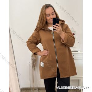 Mikina teplá na zip s kapucí dlouhý rukáv dámská nadrozměr (2XL/3XL/4XL ONE SIZE) ITALSKÁ MÓDA IM423MARIANA/DU