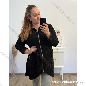 Mikina na zips s kapucňou dlhý rukáv dámska nadrozmer (3XL/4XL ONE SIZE) TALIANSKA MÓDA IMD23ZIP/DU