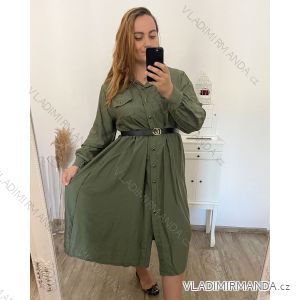 Šaty dlouhé s páskem dlouhý rukáv dámské nadrozměr (2XL/3XLONE SIZE) ITALSKÁ MÓDA IMWEC23KNOB