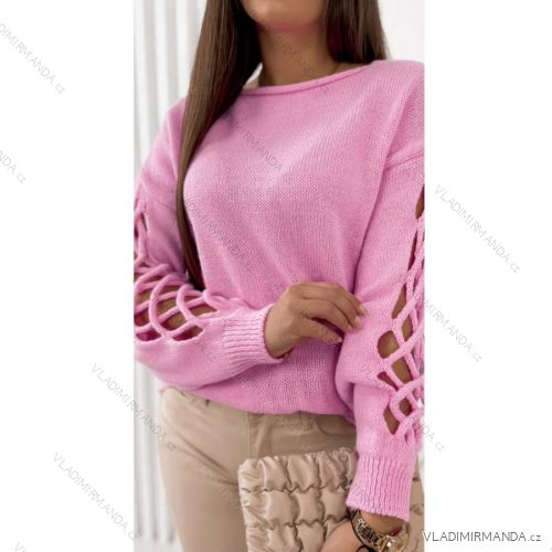 Gestrickter, dünner Langarmpullover für Damen (Einheitsgröße S/M) ITALIAN FASHION IMWL233225