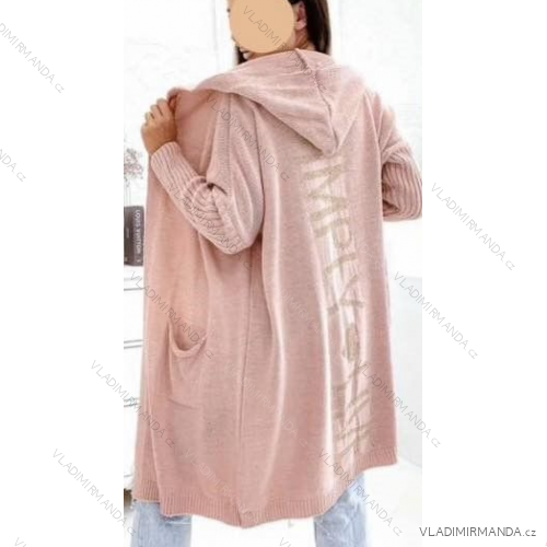Cardigan s kapucňou dlhý rukáv dámsky (S/M/L ONE SIZE) TALIANSKA MÓDA IMWB23520/01/DU
