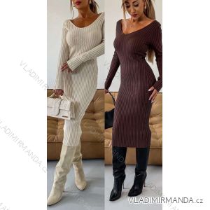Šaty dlhé upletové dlhý rukáv dámske (S/M ONE SIZE) TALIANSKA MÓDA IMWCJ23005