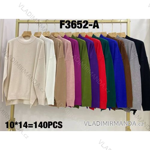 Svetr úpletový dlouhý rukáv dámský (S/M ONE SIZE) ITALSKÁ MÓDA IMWKK23F3652-A
