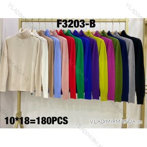 Svetr úpletový s rolákem dlouhý rukáv dámský (S/M ONE SIZE) ITALSKÁ MÓDA IMWKK23F3203-B