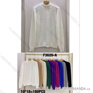 Svetr chlupatý dlouhý rukáv dámský (S/M ONE SIZE) ITALSKÁ MÓDA IMWKK23F3626-A