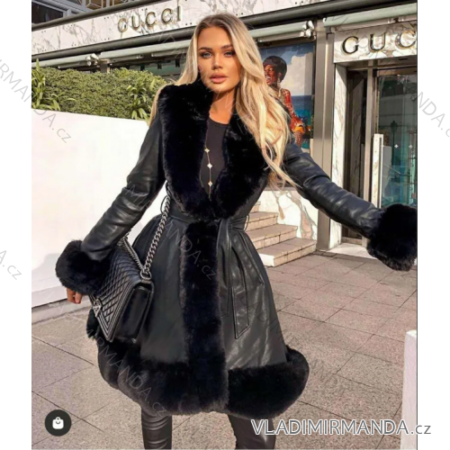 Kunstledermantel mit Fell, langärmlig, Damen (S/M Einheitsgröße) ITALIAN FASHION IMPGM2323048