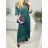 Women's Belted Long Sleeve Chiffon Long Dress (S/M ONE SIZE) ITALIAN FASHION IMM23M9668