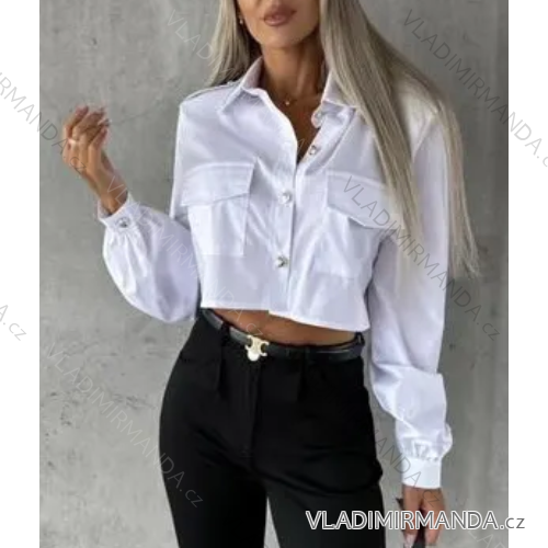 Košile na knoflíky dlouhý rukáv dámská  (S/M ONE SIZE) ITALSKÁ MÓDA IMPBB23D232003