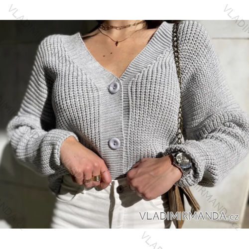 Kurzer Damenpullover mit Knopfleiste und langen Ärmeln (S/M EINHEITSGRÖSSE) ITALIAN FASHION IMPBB23Y22785