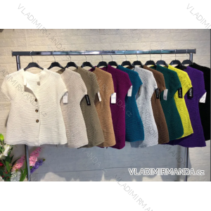 Svetr pletený na knoflíčky krátký rukáv dámský (S/M ONE SIZE) ITALSKÁ MÓDA IMPGM238290