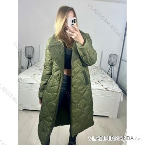 Kabát zimní s beránkem dlouhý rukáv dámský (S/M/L ONE SIZE) ITALSKÁ MÓDA IMD23010/DU