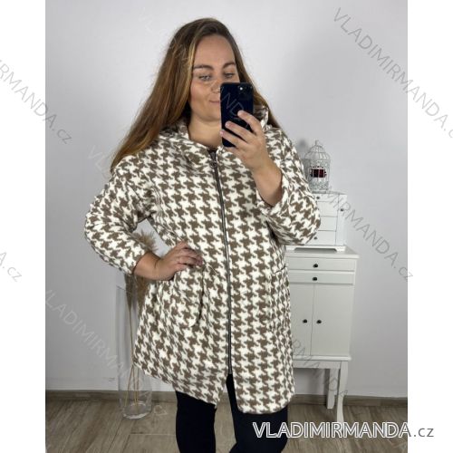 Women's Plus Size Long Sleeve Coat (2XL/3XL ONE SIZE) ITALIAN FASHION IMC23346 3xl / 4xl white