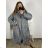 Lammmantel Langarm Damen Übergröße (3XL/4XL ONE SIZE) ITALIAN FASHION IMD22748 Graue Highlights 3xl / 4xl