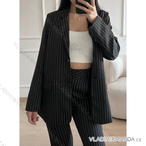 Súprava elegantné nohavice dlhé a sako dámska prúžok (S/M ONE SIZE) TALIANSKA MÓDA IMPGM232357