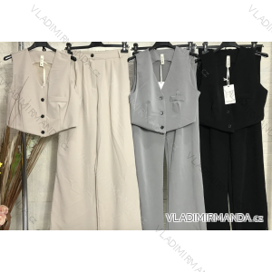 Souprava elegantní kalhoty dlouhé a vesta dámská (S/M ONE SIZE) ITALSKÁ MÓDA IMPGM235991