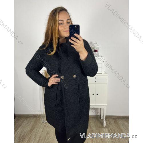 Kabát beránek na knoflíky dámská nadrozměr (XL/2XL ONE SIZE) ITALSKÁ MÓDA IM423BENAA/DU