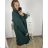 Kabát flaušový dlouhý rukáv dámský nadrozměr (3XL/4XL ONE SIZE) ITALSKÁ MÓDA IMD23MILANO/DU 3XL / 4XL smaragdová