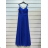 Šaty dlouhé společenské na ramínka dámské (S/M ONE SIZE) ITALSKÁ MÓDA IMPSH2460055 modrá S/M