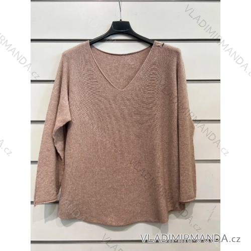Women's Oversize Long Sleeve Knitted Sweater (S/M ONE SIZE) ITALIAN FASHION IMPSH23996V